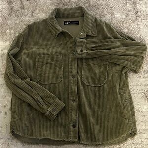 Zara Khaki Corduroy Shirt Jacket